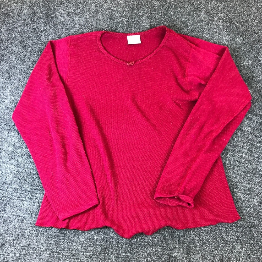 Partners Intimates Shirt Womens XL Fuchsia Pink Cotton Mesh Long Sleeve Pullover